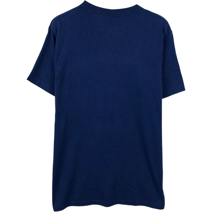 90'S Champion Tricot Tag Sport Print T-Shirt, Made in USA, Men's Size M (Equivalent), Vintage polyester Navy blue Vintage Second Hand