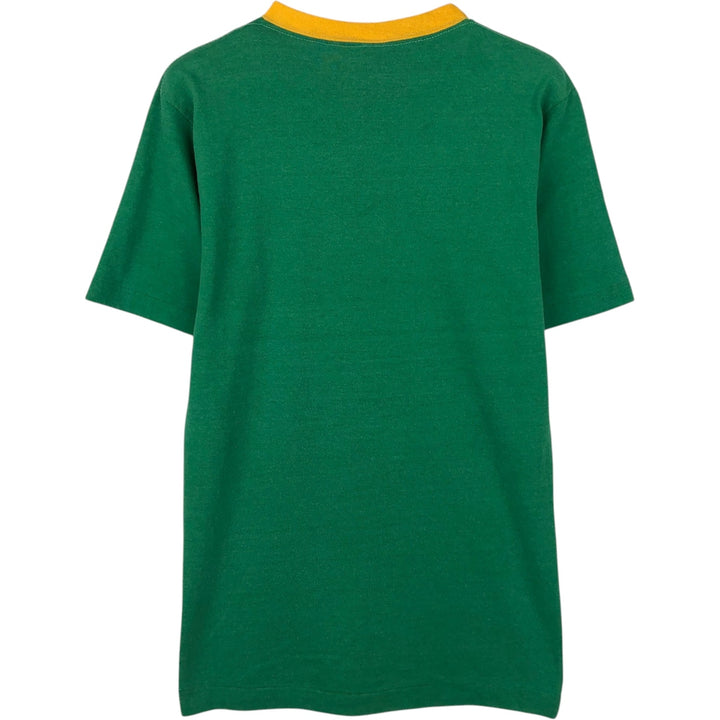 70'S Champion Bar Tag Sports T-Shirt, Made in USA, Men's Size M (Equivalent), Vintage polyester green type Vintage Second Hand