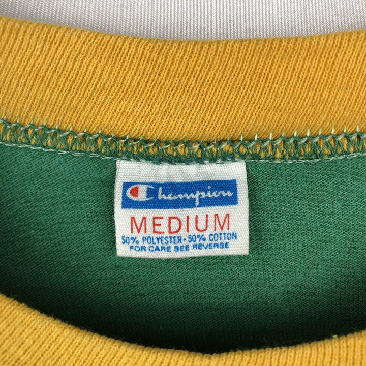 70'S Champion Bar Tag Sports T-Shirt, Made in USA, Men's Size M (Equivalent), Vintage polyester green type Vintage Second Hand