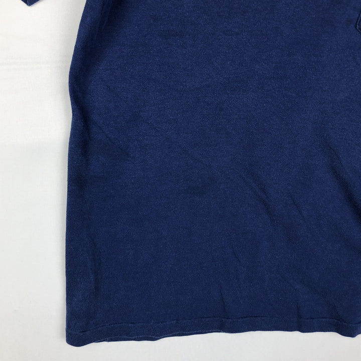 70'S Champion Bar Tag College T-Shirt, Made in USA, Men's Size L (Equivalent), Vintage cotton navy blue type Vintage Second Hand