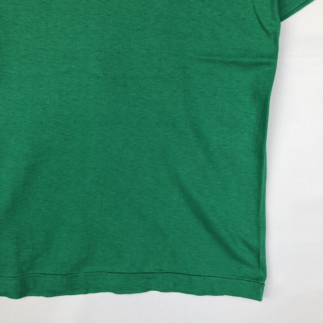 70'S Champion Bar Tag Sport Print T-Shirt Made in USA Men's L Size Vintage cotton green type Vintage Second Hand