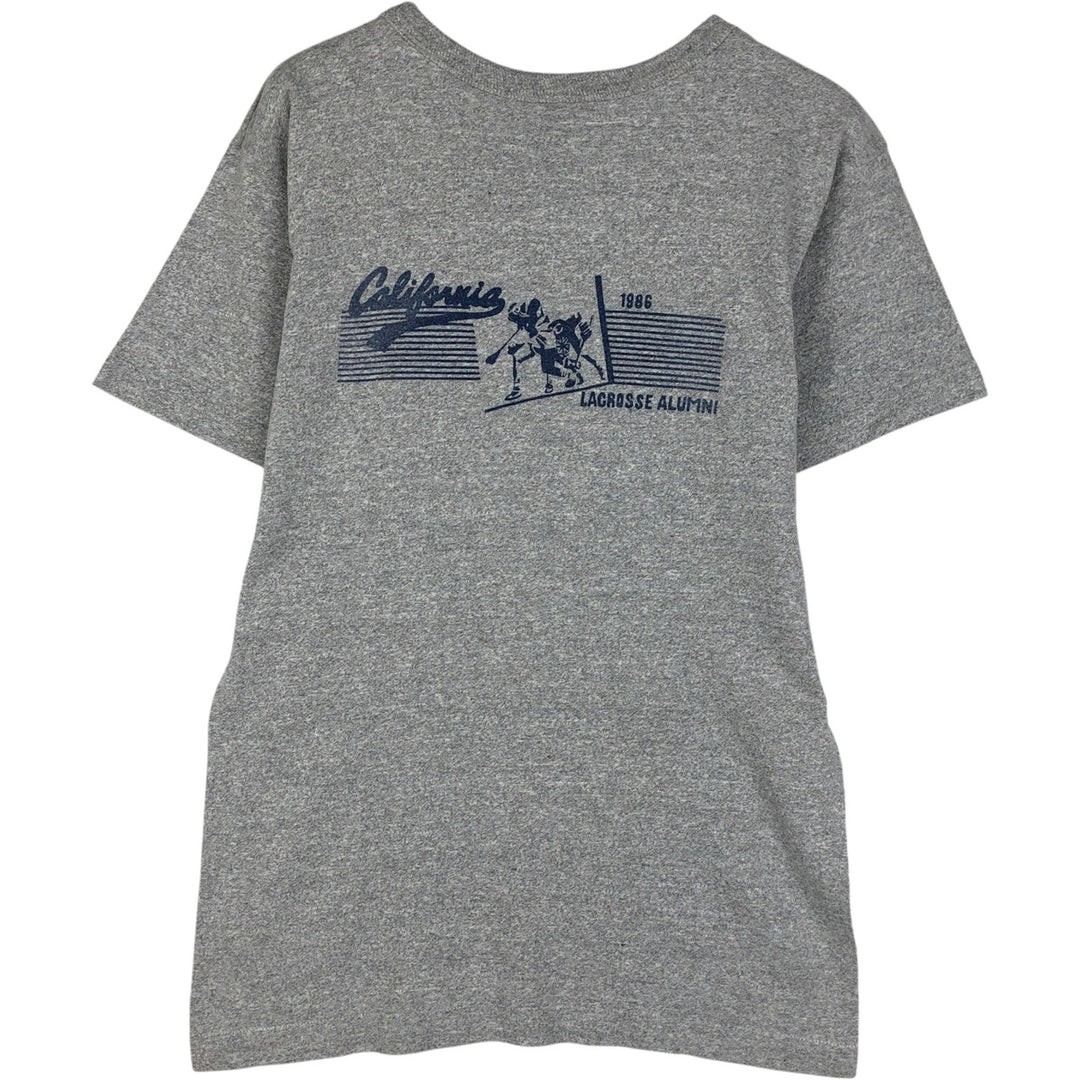 80'S Champion Tricot Tag Sports Print T-Shirt Made in USA Men's M Size Vintage cotton gray type Vintage Second Hand