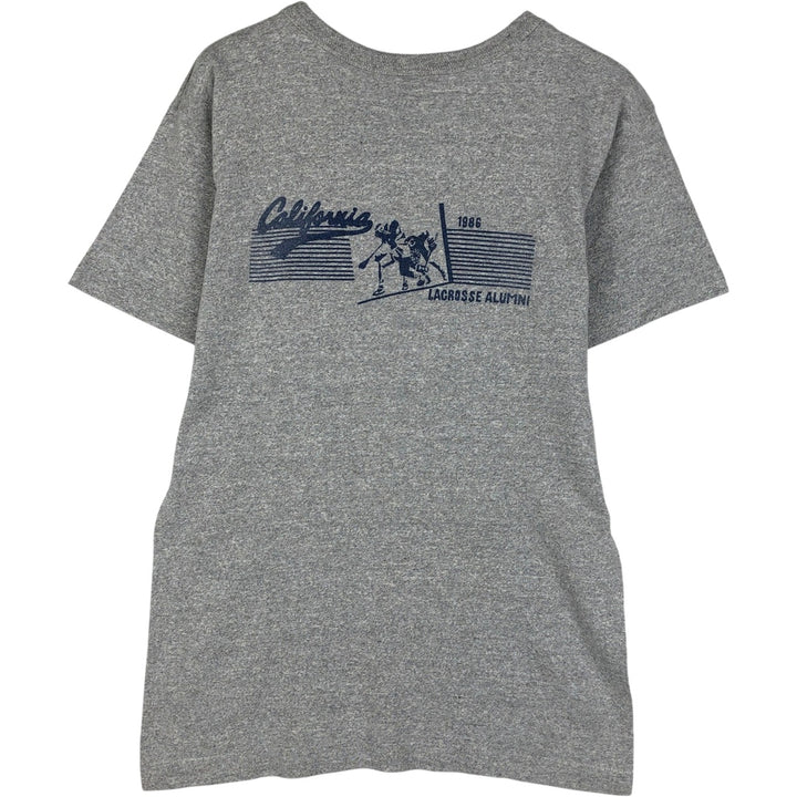 80'S Champion Tricot Tag Sports Print T-Shirt Made in USA Men's M Size Vintage cotton gray type Vintage Second Hand