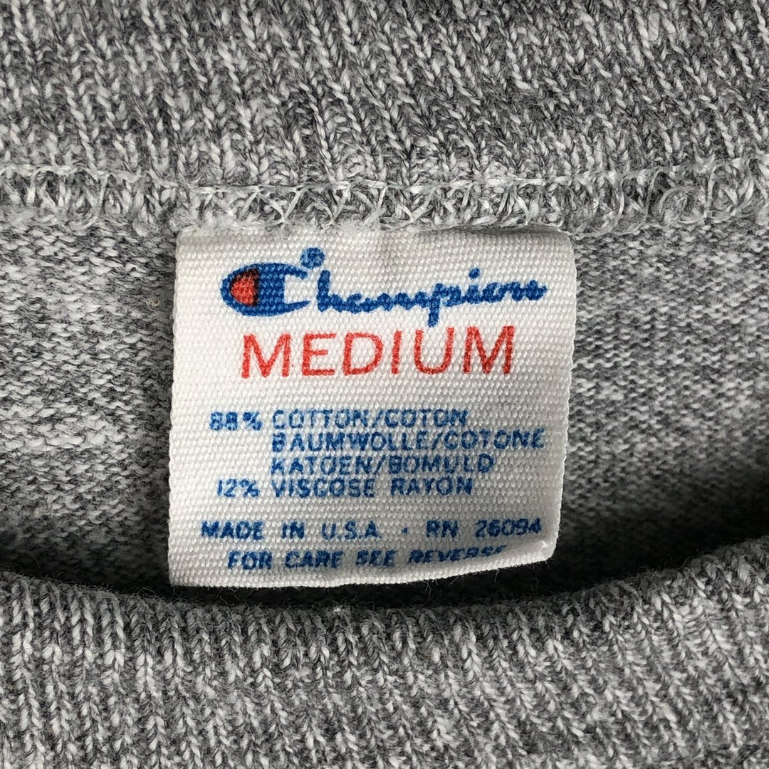 80'S Champion Tricot Tag Sports Print T-Shirt Made in USA Men's M Size Vintage cotton gray type Vintage Second Hand