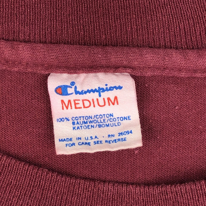 Vintage 1980'S Champion Trico Tag College T-shirt, Made in USA, Men's Size Medium cotton wine-red Vintage Second Hand