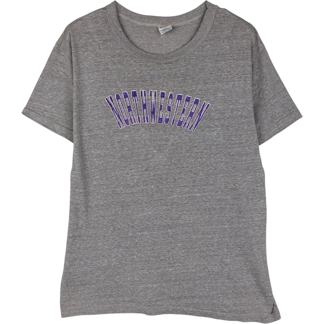 80'S Champion Tricot Tag College T-shirt Made in USA Men's L size Vintage polyester gray type Vintage Second Hand