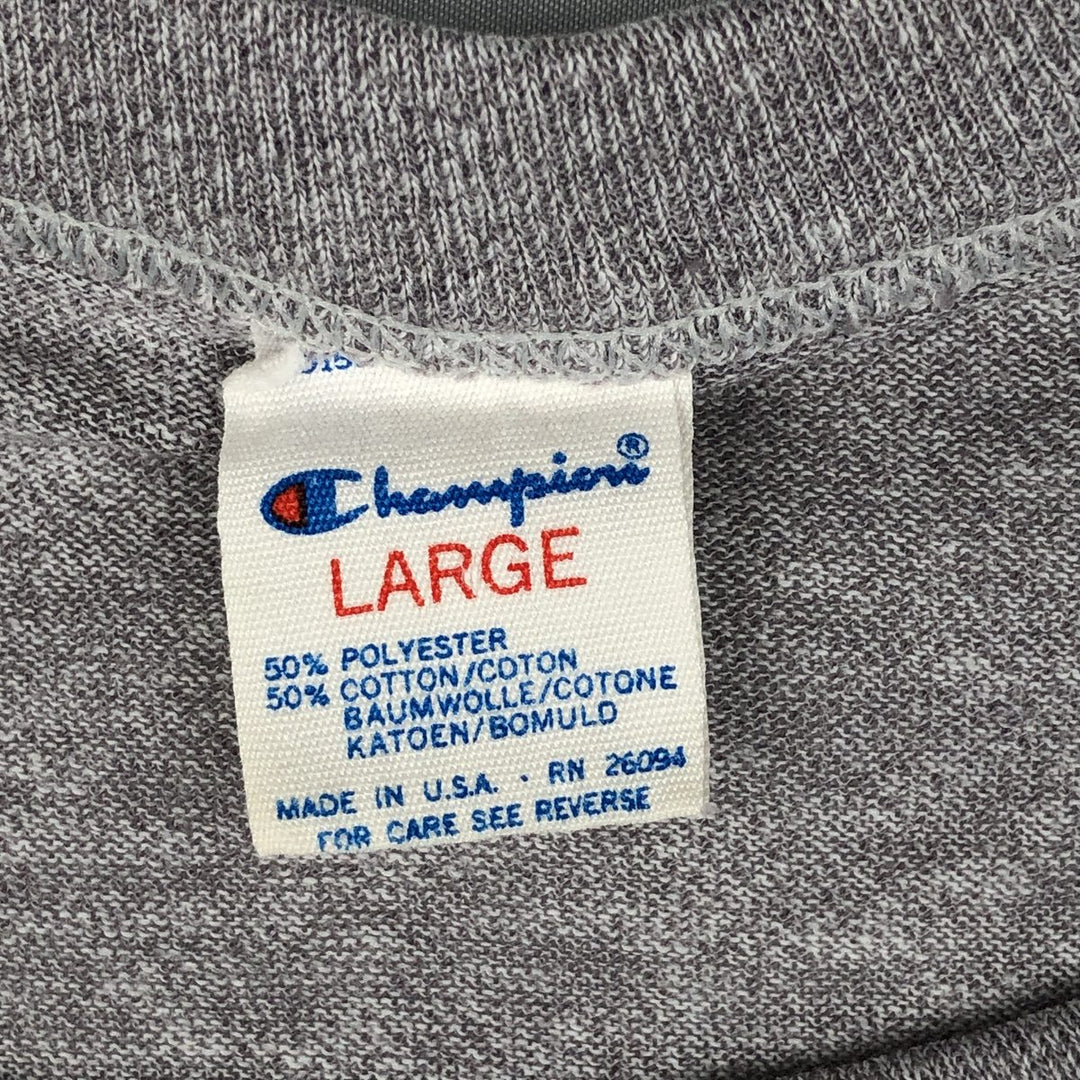 80'S Champion Tricot Tag College T-shirt Made in USA Men's L size Vintage polyester gray type Vintage Second Hand