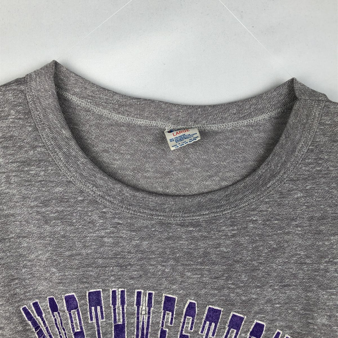 80'S Champion Tricot Tag College T-shirt Made in USA Men's L size Vintage polyester gray type Vintage Second Hand