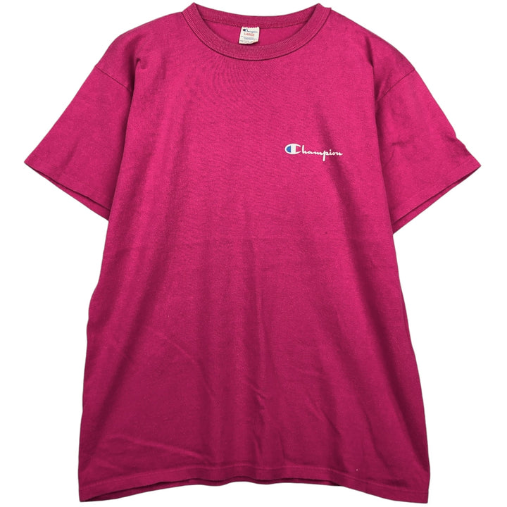 Vintage 1980'S Champion Trico Tag Logo Print T-Shirt, Made in USA, Men's Size L cotton pink type Vintage Second Hand