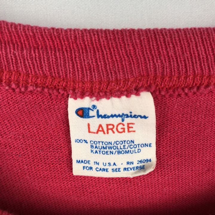 Vintage 1980'S Champion Trico Tag Logo Print T-Shirt, Made in USA, Men's Size L cotton pink type Vintage Second Hand