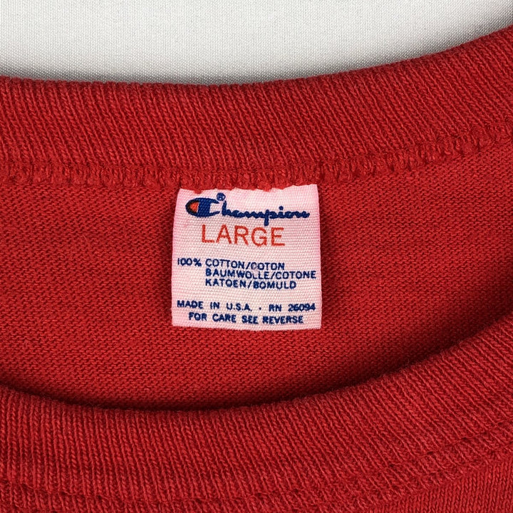 Vintage 1980'S Champion Trico Tag Logo Print T-Shirt, Made in USA, Men's Size L cotton red type Vintage Second Hand