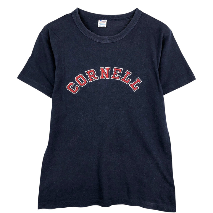 80'S Champion Tricolor Tag Cornell University College T-Shirt, Made in USA, Men's Size M (Equivalent), Vintage cotton navy blue type Vintage Second Hand