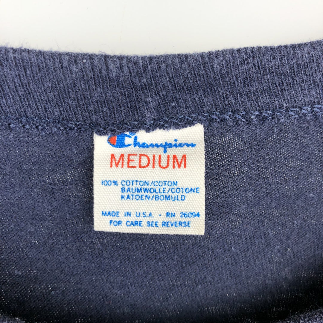 80'S Champion Tricolor Tag Cornell University College T-Shirt, Made in USA, Men's Size M (Equivalent), Vintage cotton navy blue type Vintage Second Hand