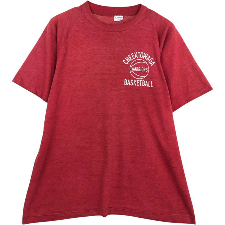 70'S Champion Bar Tag College T-Shirt, Made in USA, Men's Size L (Equivalent), Vintage polyester red type Vintage Second Hand