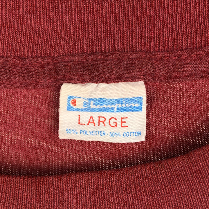 70'S Champion Bar Tag College T-Shirt, Made in USA, Men's Size L (Equivalent), Vintage polyester red type Vintage Second Hand