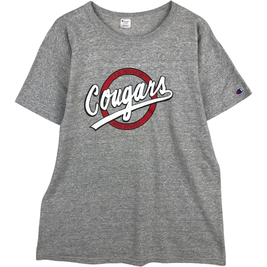 80'S Champion Tricot Tag Hachi Hachi One Two Body Heather Gray College T-Shirt Men's Size L (Equivalent) Vintage cotton gray type Vintage Second Hand
