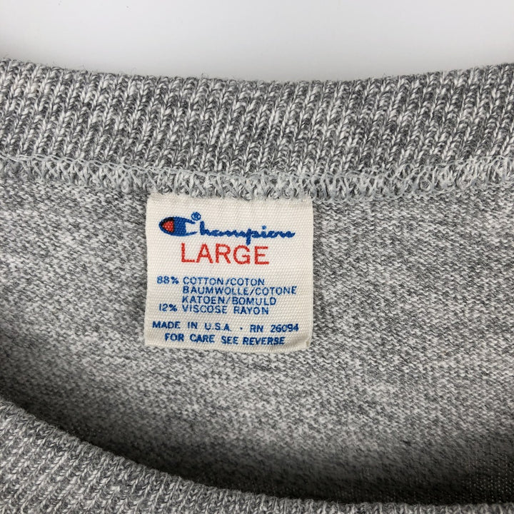 80'S Champion Tricot Tag Hachi Hachi One Two Body Heather Gray College T-Shirt Men's Size L (Equivalent) Vintage cotton gray type Vintage Second Hand