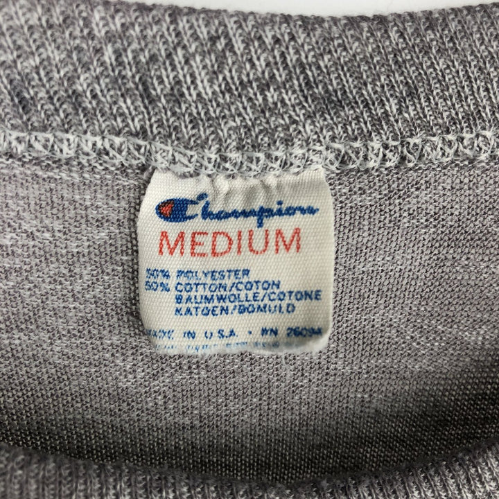 Vintage 1980'S Champion Trico Tag Print T-Shirt, Made in USA, Men's Size Medium polyester gray type Vintage Second Hand