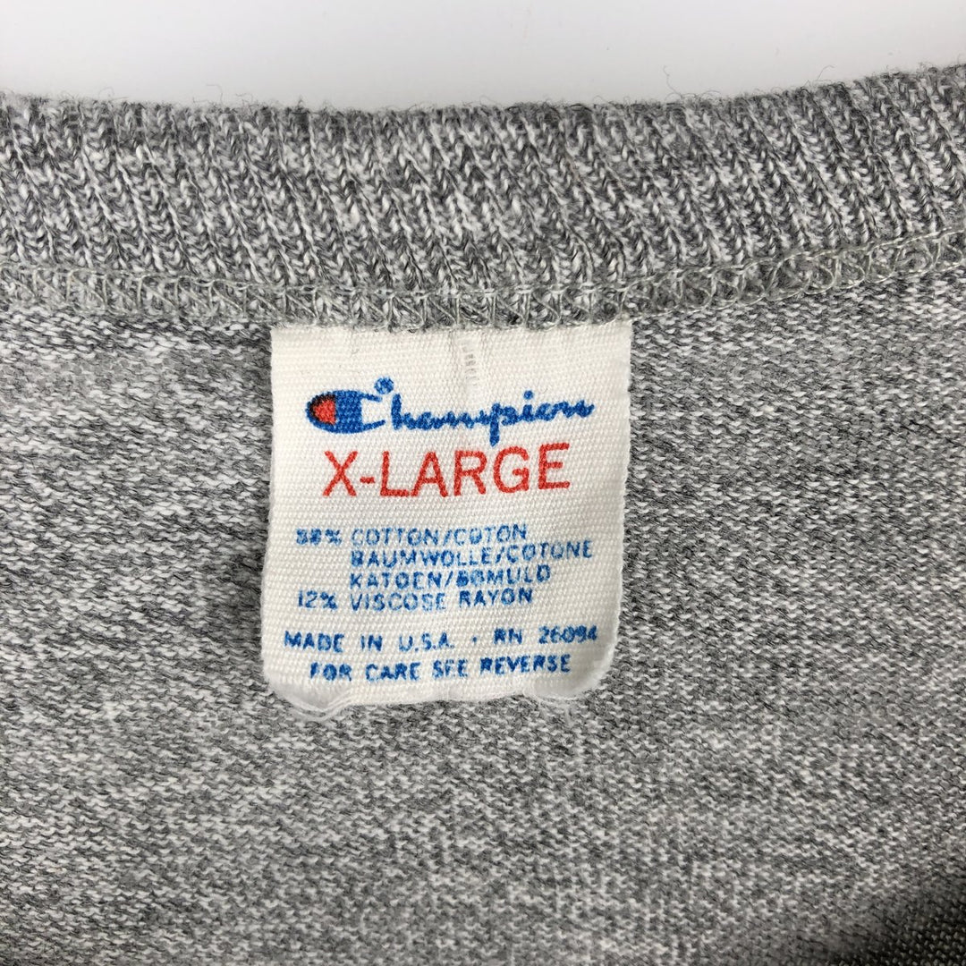 80'S Champion Tricot Tag Hachi Hachi One Two Body Heather Gray College T-Shirt Men's XL Equivalent Vintage cotton gray type Vintage Second Hand