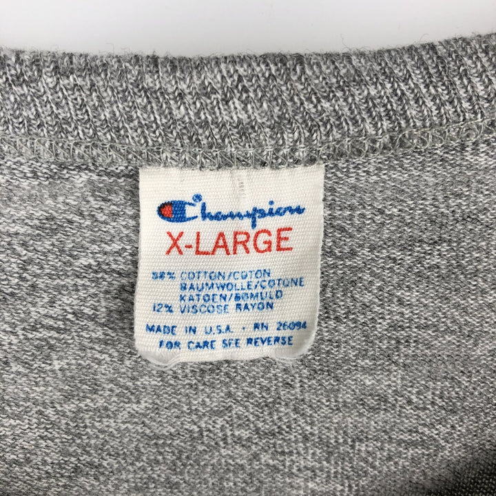 80'S Champion Tricot Tag Hachi Hachi One Two Body Heather Gray College T-Shirt Men's XL Equivalent Vintage cotton gray type Vintage Second Hand