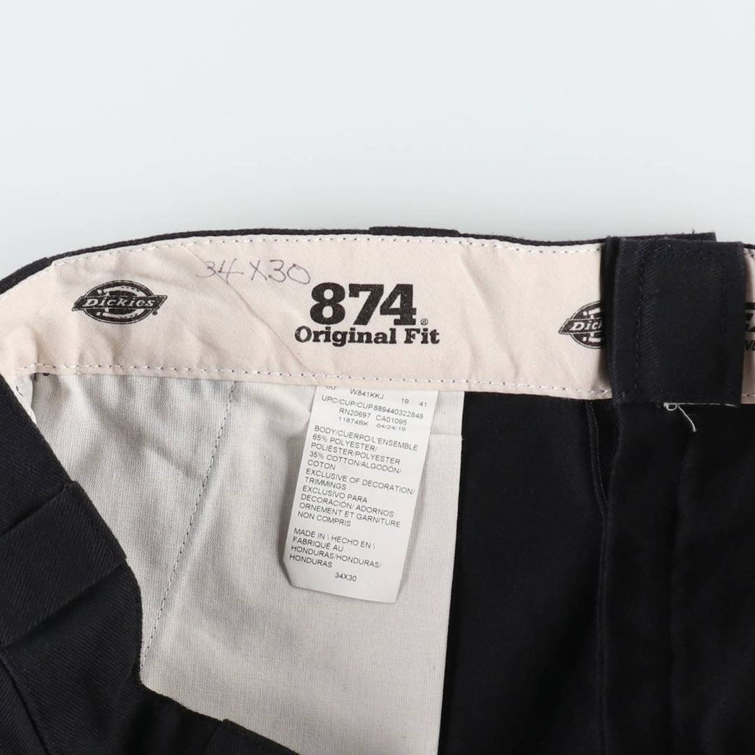 Dickies 874 FLEX ORIGINAL FIT Work Pants, Men's, Size 34 (approx.) polyester black type Vintage Second Hand