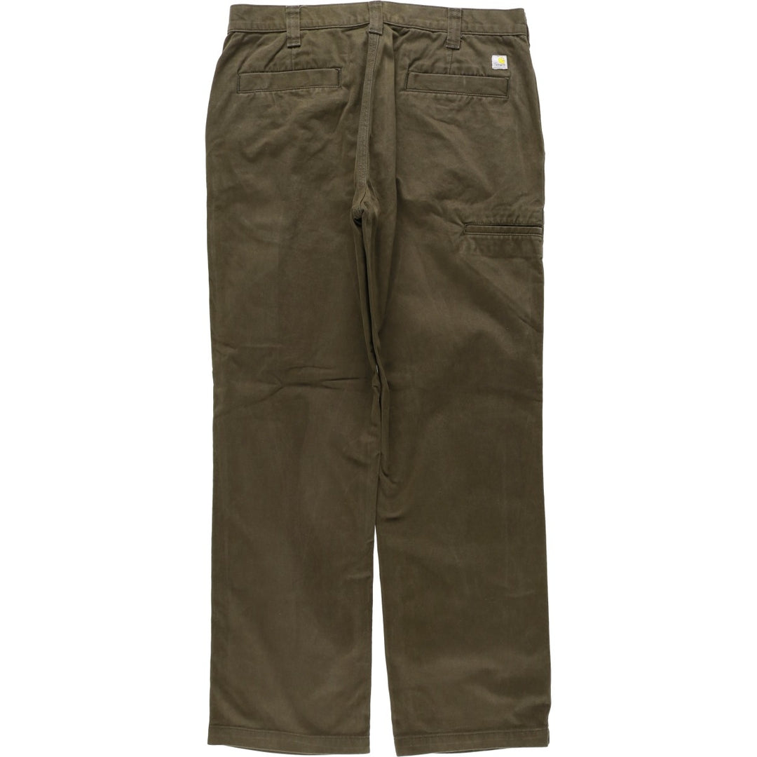 Carhartt Relaxed Fit Work Pants, Men's W35 (approx.) cotton Khaki type Vintage Second Hand