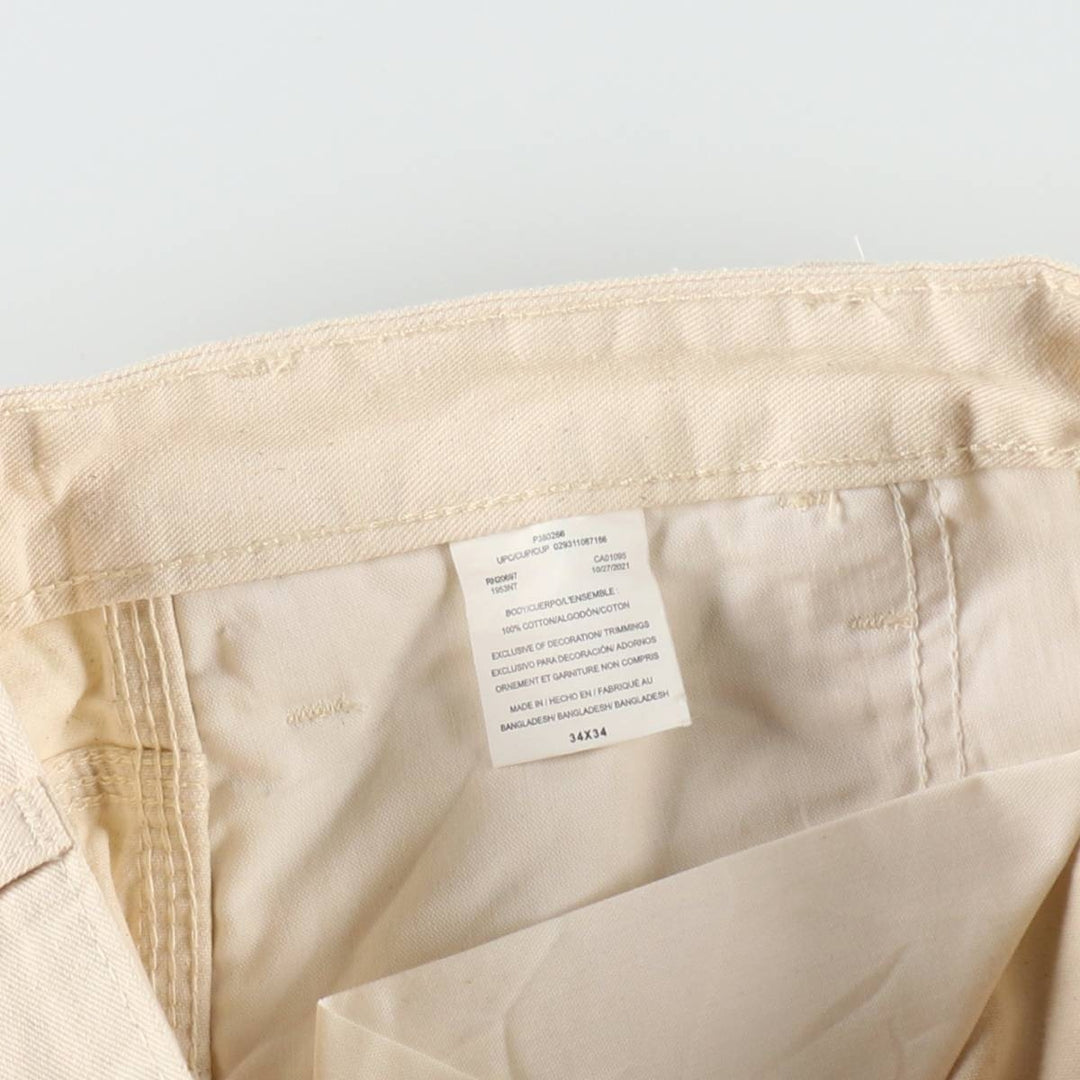 Dickies off-white painter pants, men's size W34 (approx.) cotton unbleached Vintage Second Hand