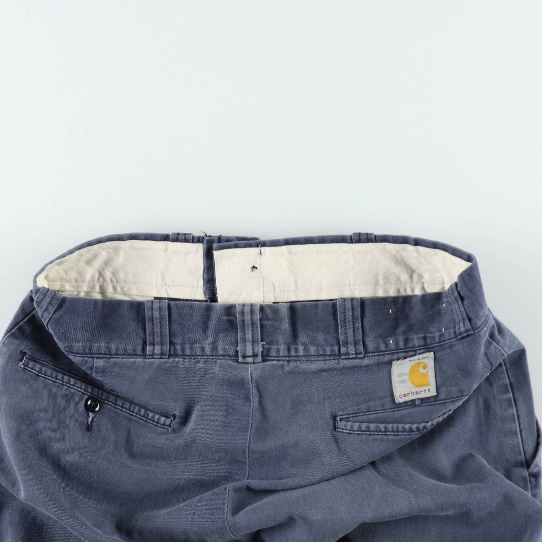 1980'S Carhartt 100th Anniversary Model Work Pants, Made in USA, Men's Size W34 (approx.), Vintage cotton navy blue type Vintage Second Hand