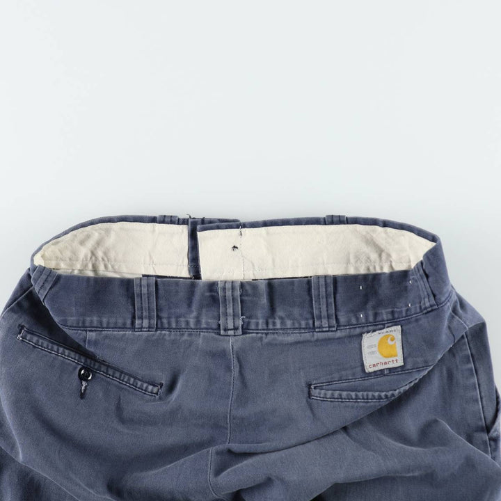 1980'S Carhartt 100th Anniversary Model Work Pants, Made in USA, Men's Size W34 (approx.), Vintage cotton navy blue type Vintage Second Hand