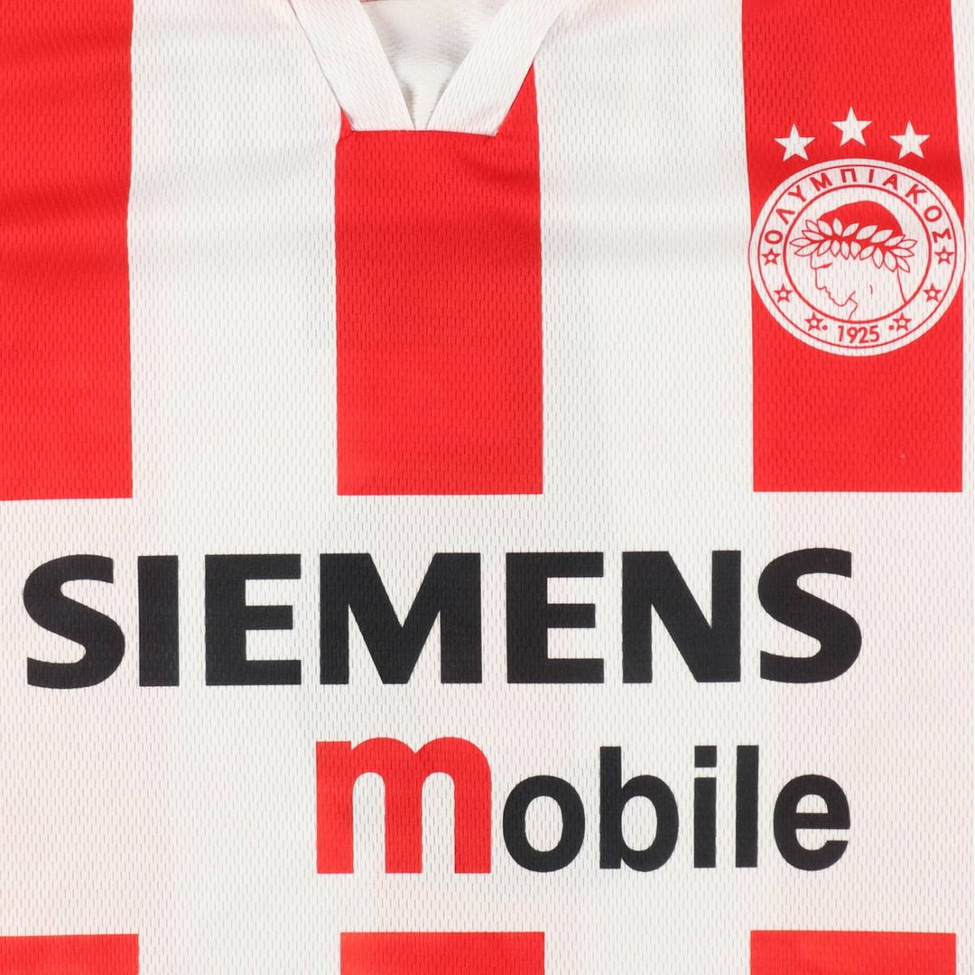Olympiacos FC Stripe Pattern Soccer Uniform Game Shirt, Men's Size M polyester red type Vintage Second Hand
