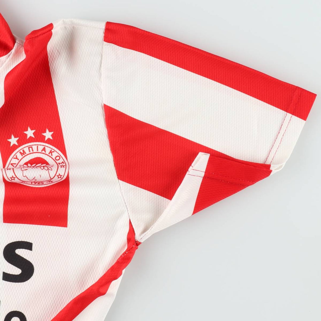 Olympiacos FC Stripe Pattern Soccer Uniform Game Shirt, Men's Size M polyester red type Vintage Second Hand