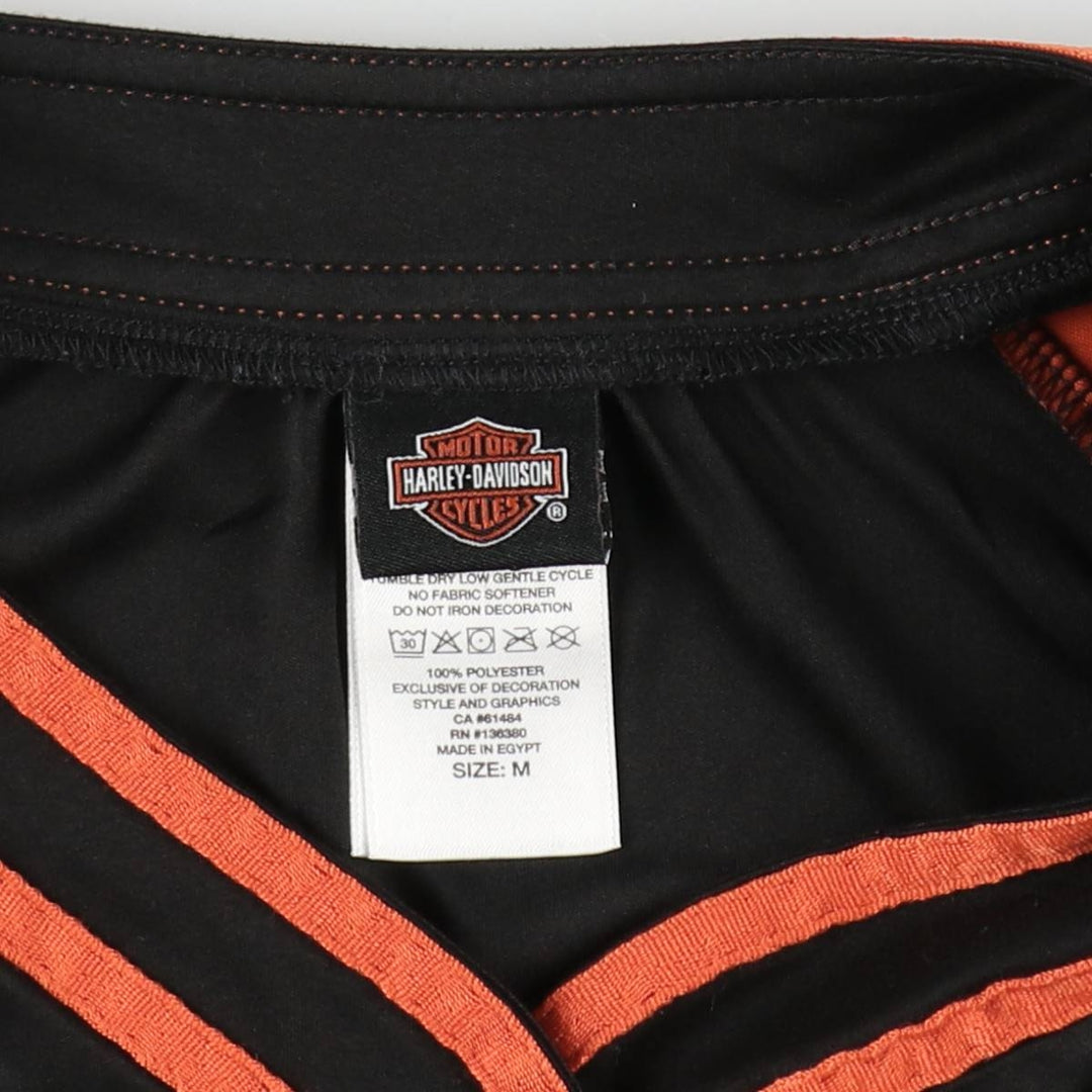 Harley-Davidson Henley Neck Game Shirt, Women's Size M (approx.) polyester black type Vintage Second Hand