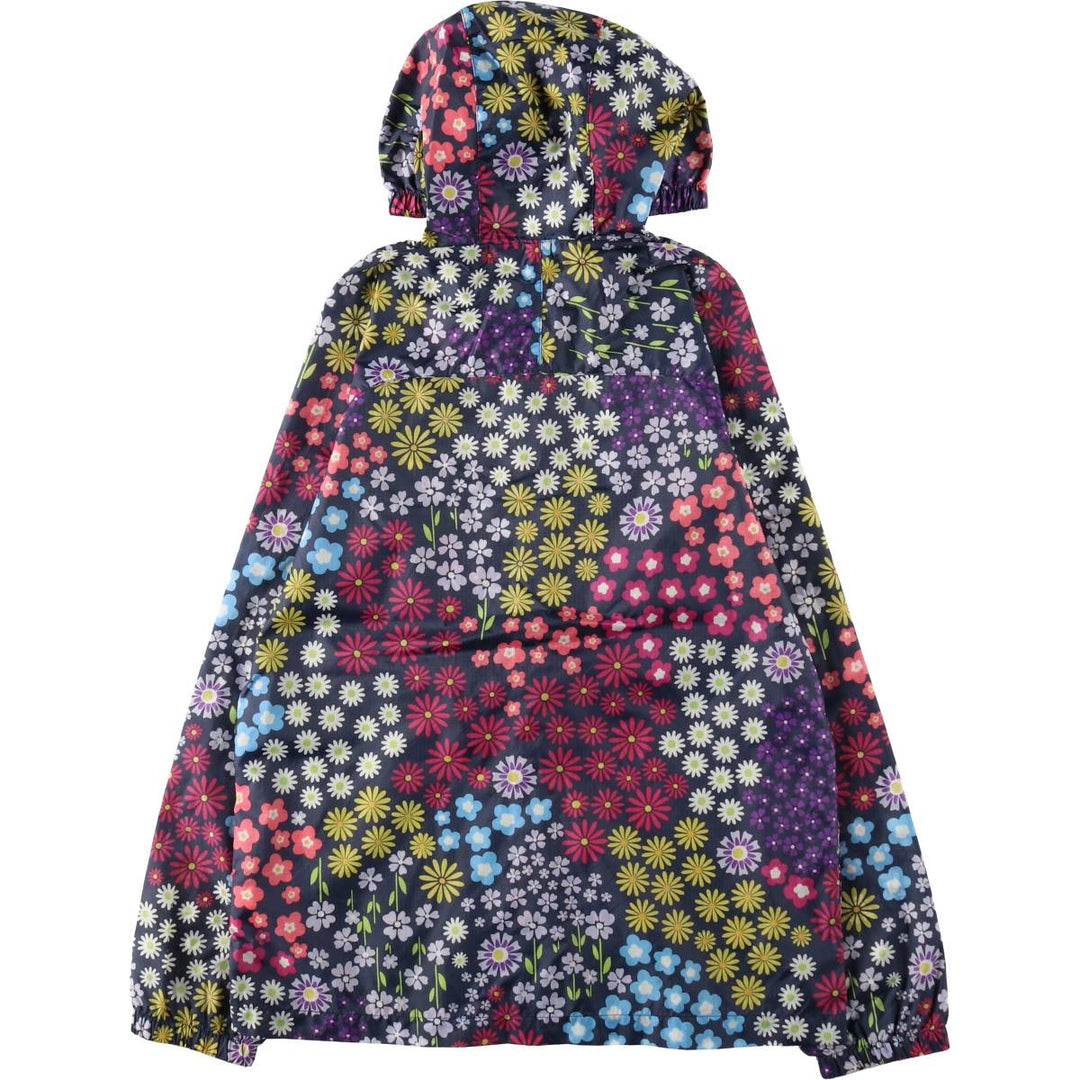 Lands' End all-over floral print nylon parka, women's size XL (approx.) Nylon navy blue type Vintage Second Hand