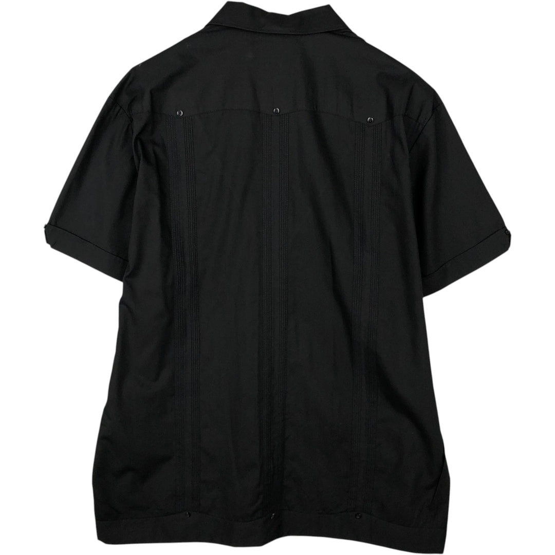 MONTE CARLO Short Sleeve Open Collar Mexican Shirt Cuban Shirt Box Shirt Men's XL polyester black type Vintage Second Hand