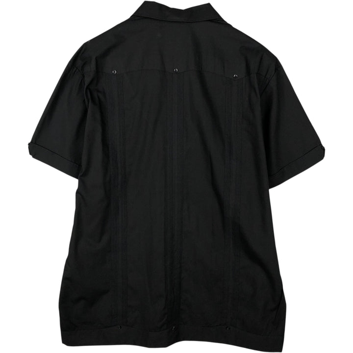 MONTE CARLO Short Sleeve Open Collar Mexican Shirt Cuban Shirt Box Shirt Men's XL polyester black type Vintage Second Hand