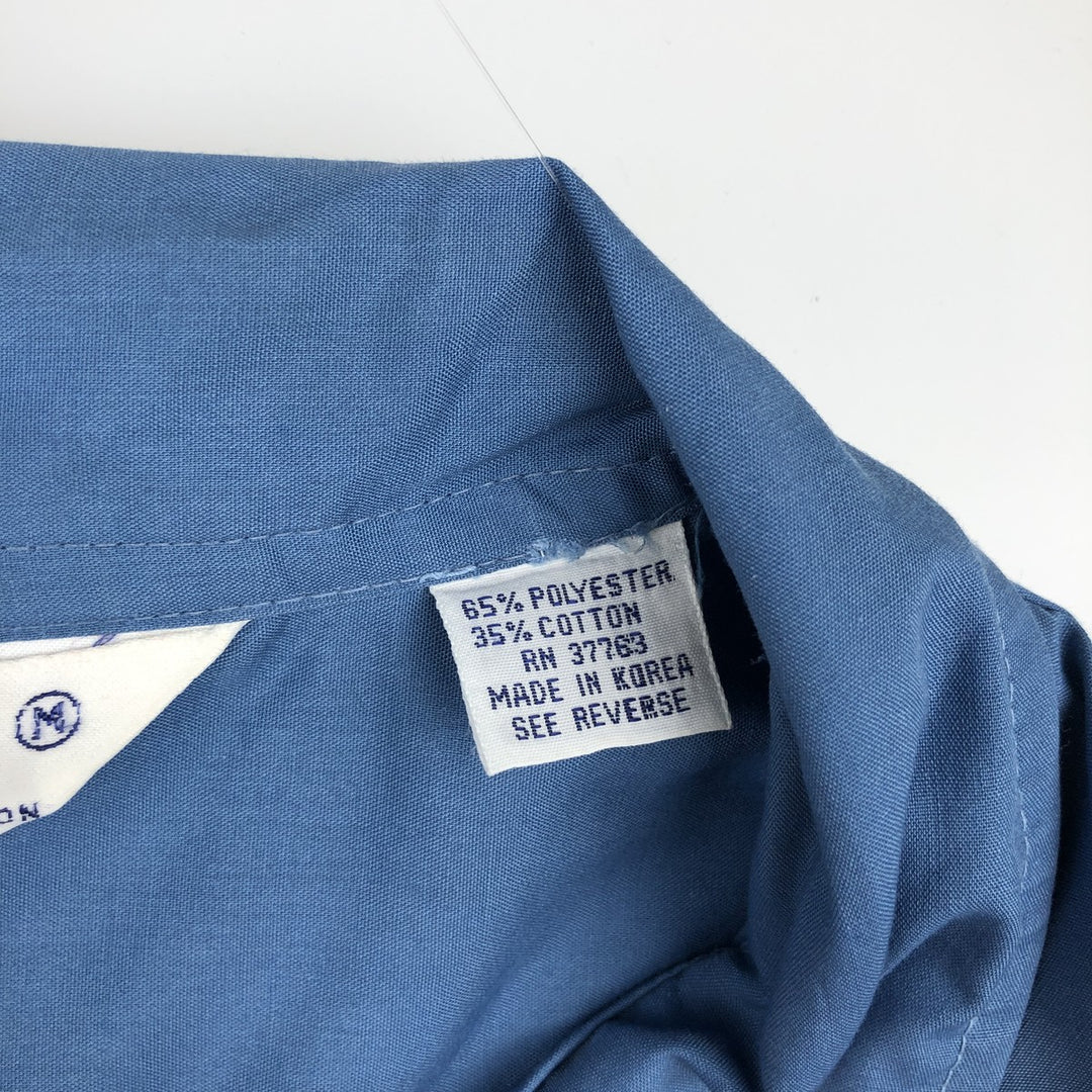 80s-90'S ROMANI Short-Sleeve Mexican Shirt, Cuban Shirt, Boxy Shirt, Men's Size M (approx.) polyester blue type Vintage Second Hand
