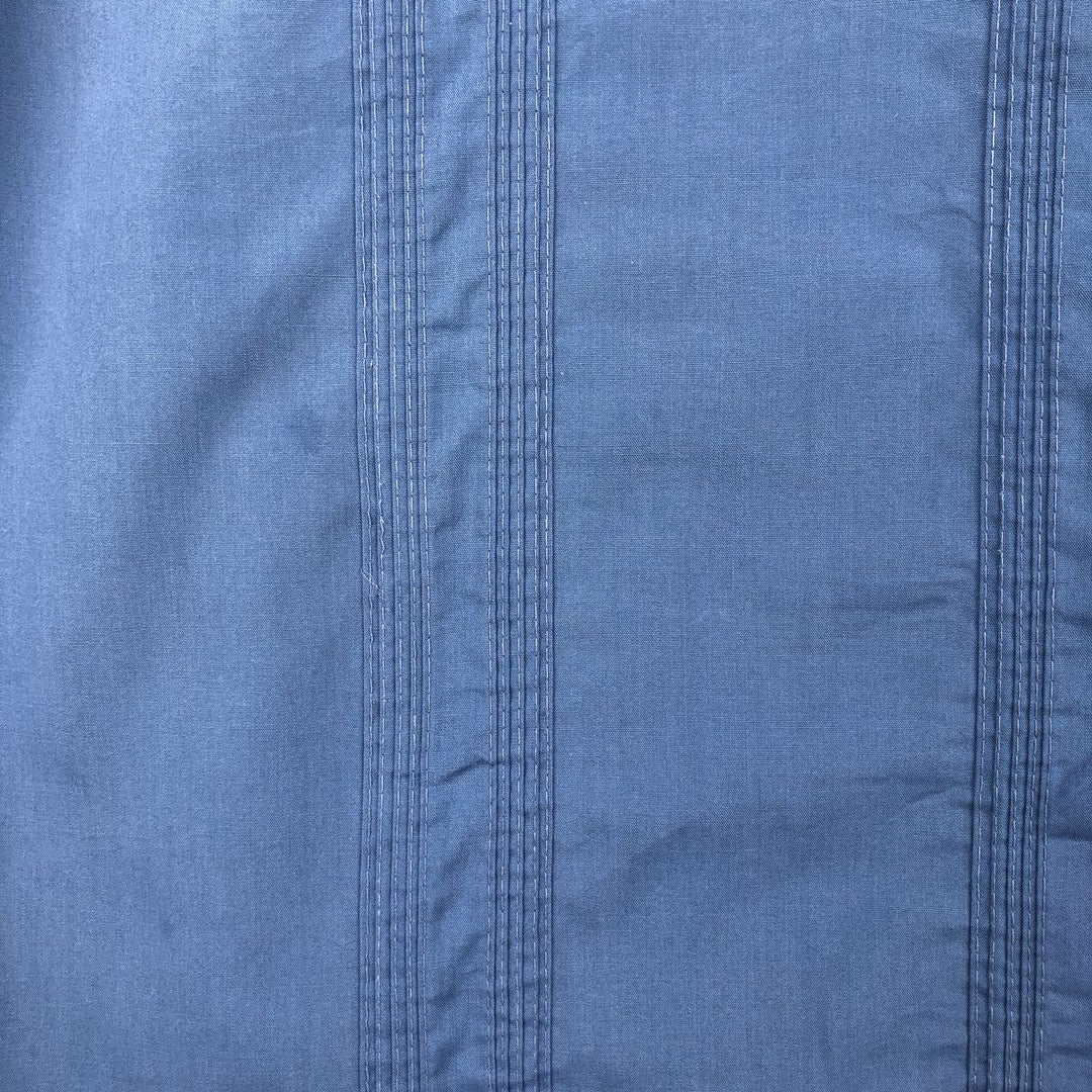 80s-90'S ROMANI Short-Sleeve Mexican Shirt, Cuban Shirt, Boxy Shirt, Men's Size M (approx.) polyester blue type Vintage Second Hand
