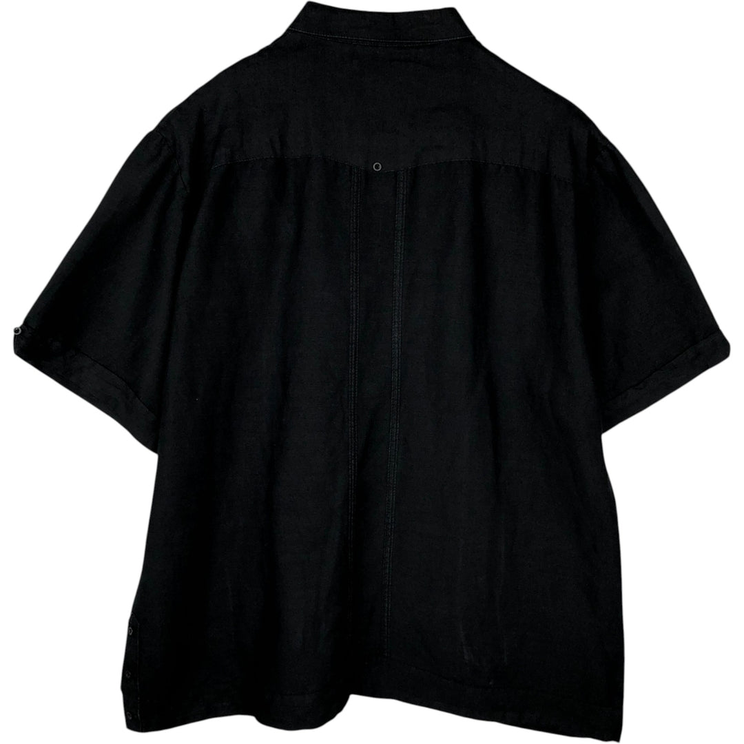 CUBAVERA Short Sleeve Mexican Shirt, Cuban Shirt, Box Shirt, Men's XL Size Lamy black type Vintage Second Hand
