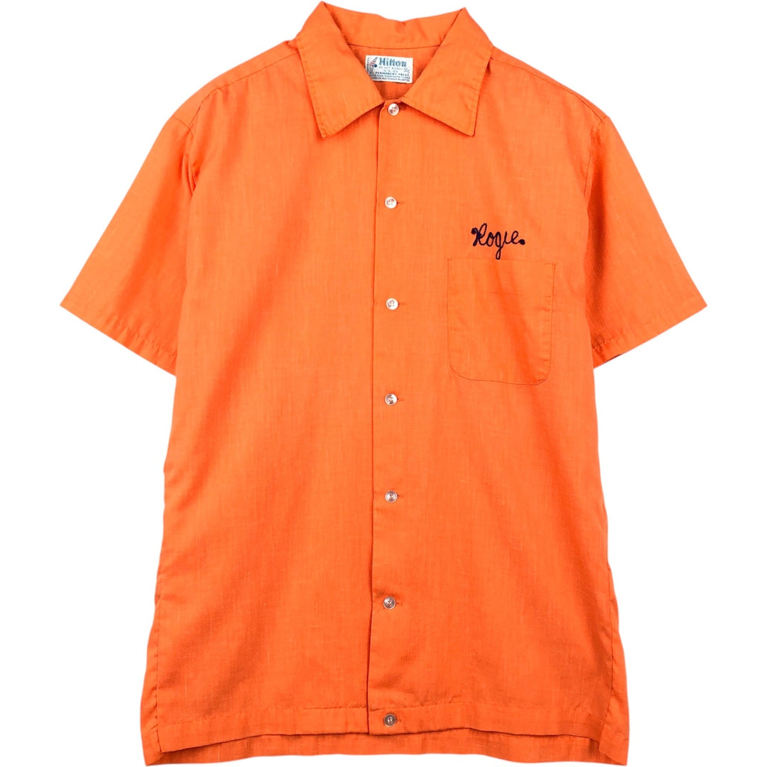 1970'S Hilton Short-Sleeve Bowling Shirt, Boxy Shirt, Made in USA, Men's Size L (Equivalent), Vintage unclear orange type Vintage Second Hand