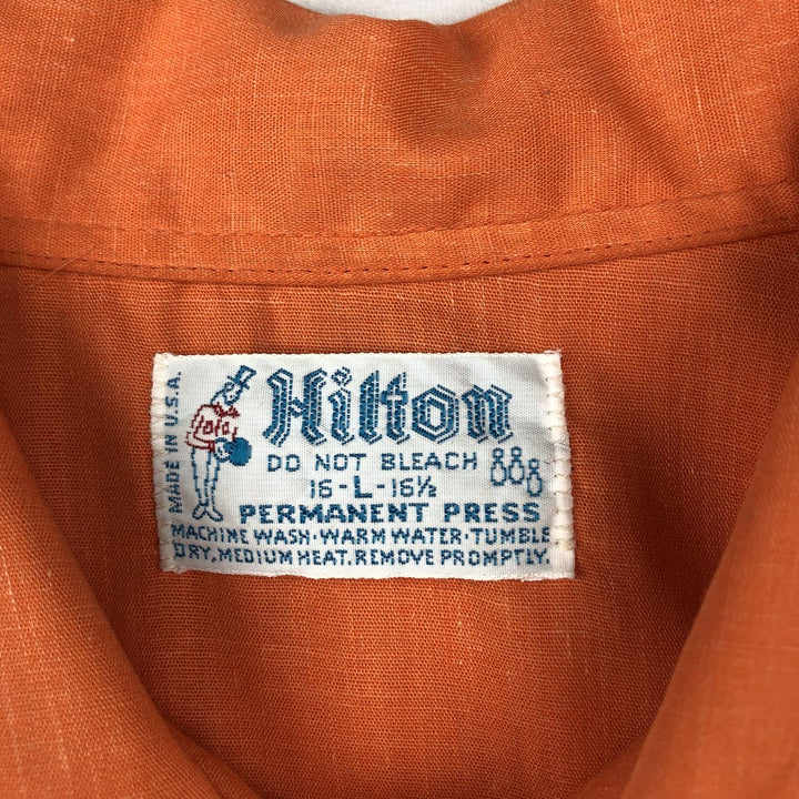 1970'S Hilton Short-Sleeve Bowling Shirt, Boxy Shirt, Made in USA, Men's Size L (Equivalent), Vintage unclear orange type Vintage Second Hand