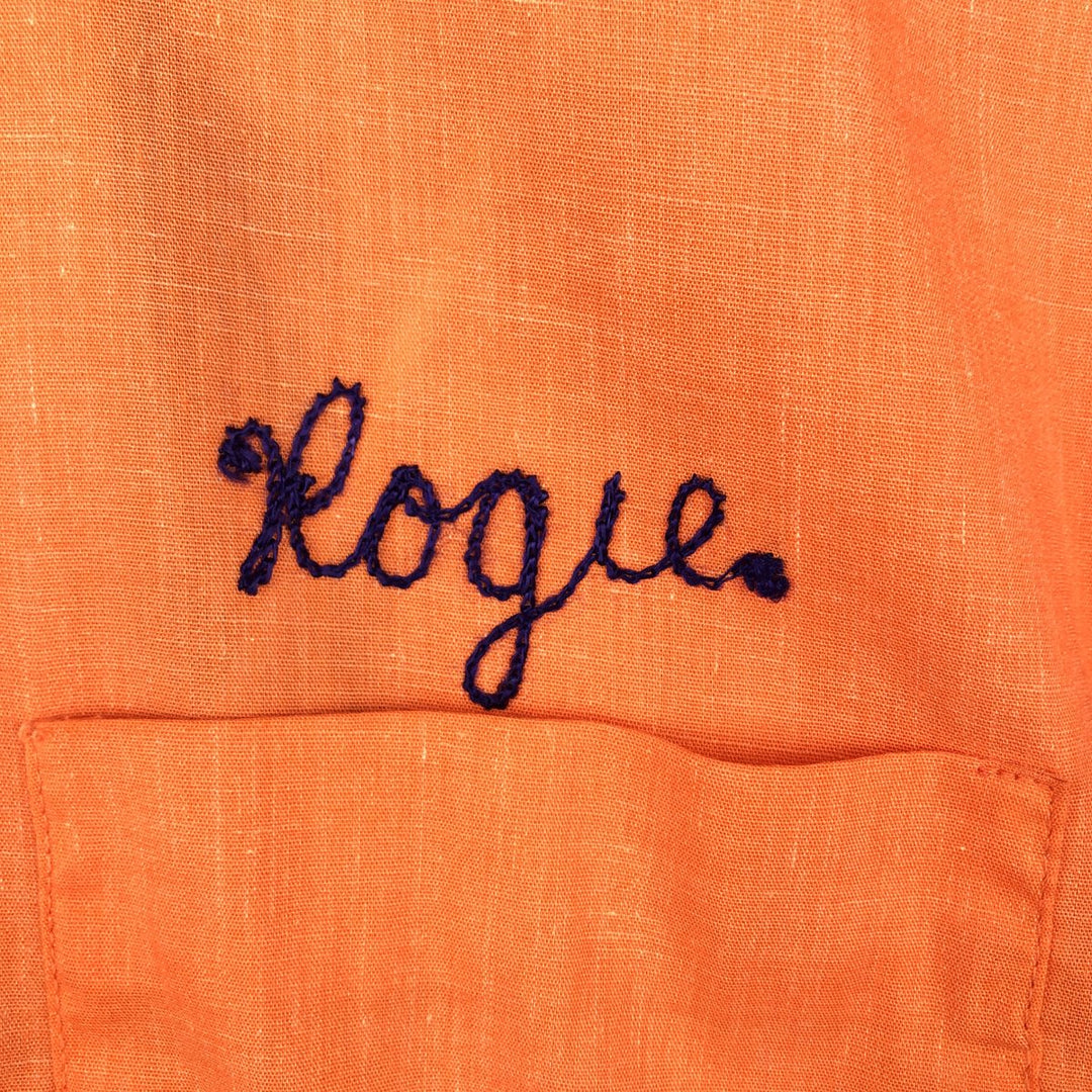 1970'S Hilton Short-Sleeve Bowling Shirt, Boxy Shirt, Made in USA, Men's Size L (Equivalent), Vintage unclear orange type Vintage Second Hand