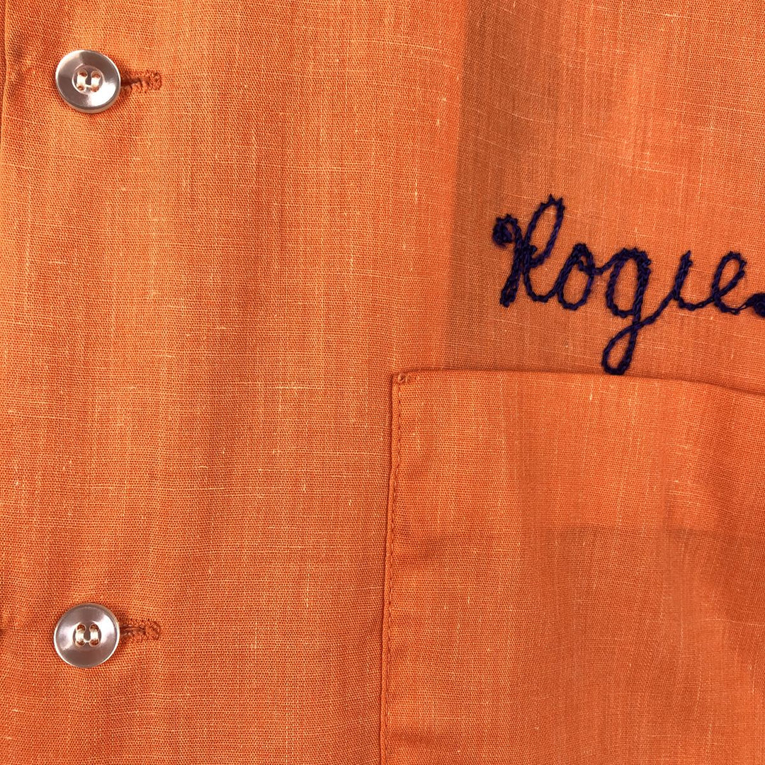 1970'S Hilton Short-Sleeve Bowling Shirt, Boxy Shirt, Made in USA, Men's Size L (Equivalent), Vintage unclear orange type Vintage Second Hand