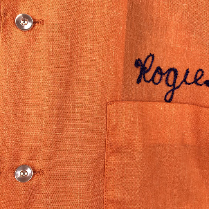 1970'S Hilton Short-Sleeve Bowling Shirt, Boxy Shirt, Made in USA, Men's Size L (Equivalent), Vintage unclear orange type Vintage Second Hand