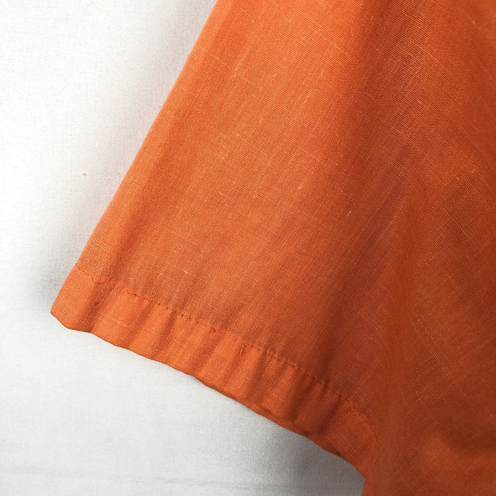 1970'S Hilton Short-Sleeve Bowling Shirt, Boxy Shirt, Made in USA, Men's Size L (Equivalent), Vintage unclear orange type Vintage Second Hand