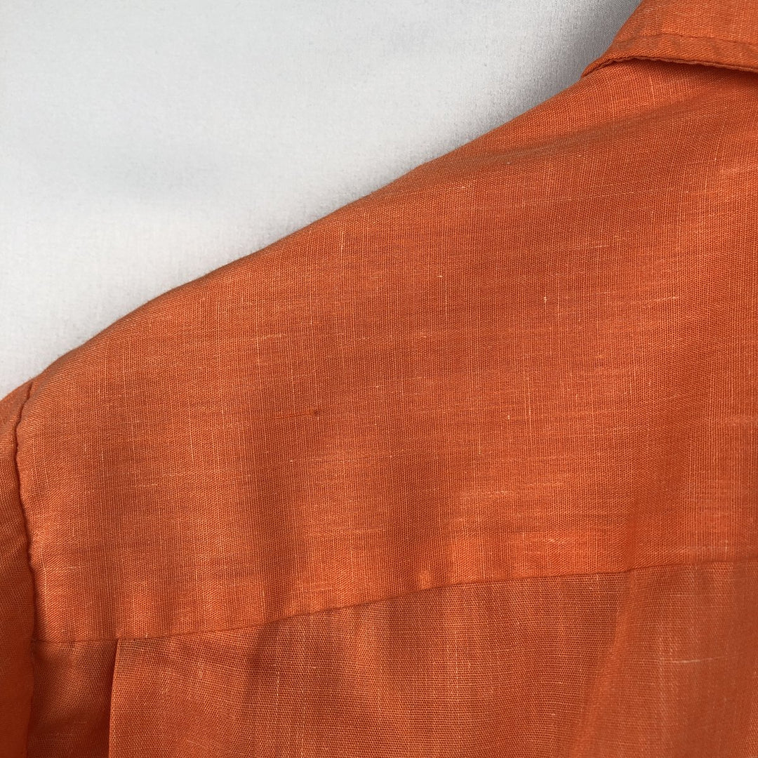 1970'S Hilton Short-Sleeve Bowling Shirt, Boxy Shirt, Made in USA, Men's Size L (Equivalent), Vintage unclear orange type Vintage Second Hand