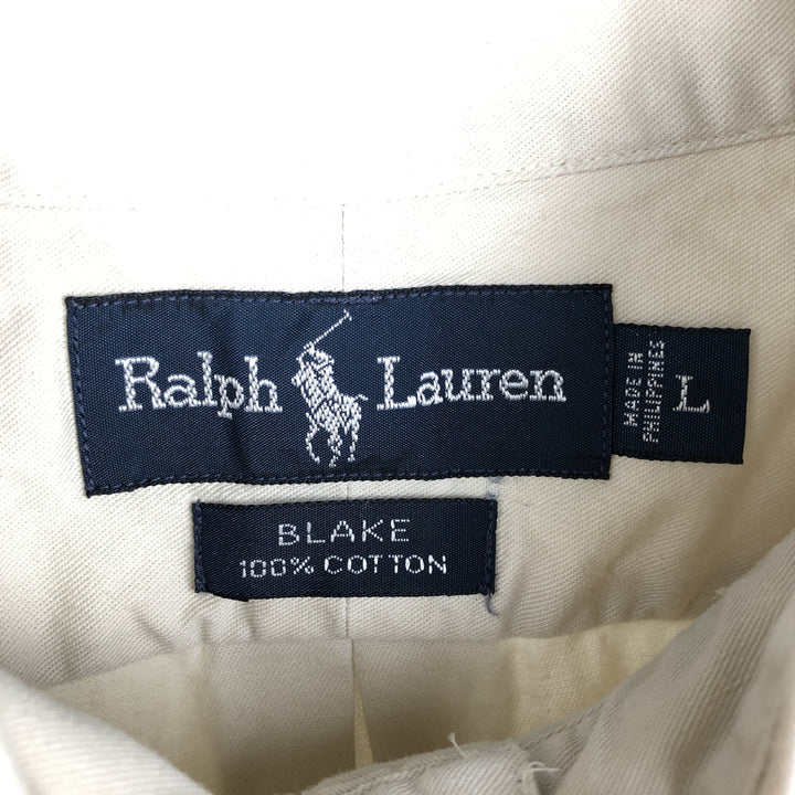 Ralph Lauren BLAKE short sleeve button down shirt, men's size L cotton Beige type Vintage Second Hand