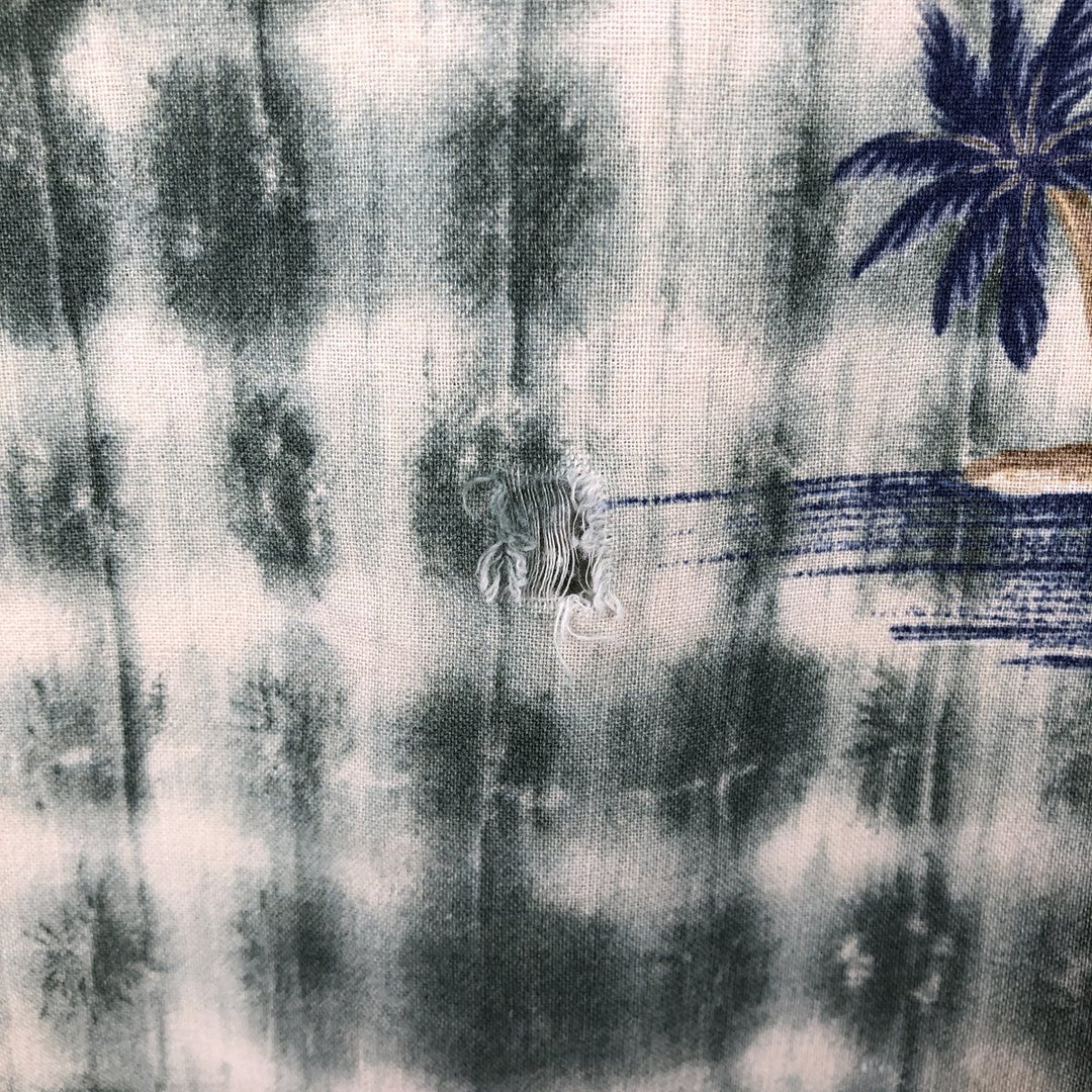 Ralph Lauren CHAPS All-over print open-collar Hawaiian Aloha shirt, boxy style, men's size XL equivalent. cotton Khaki type sage green Vintage Second Hand