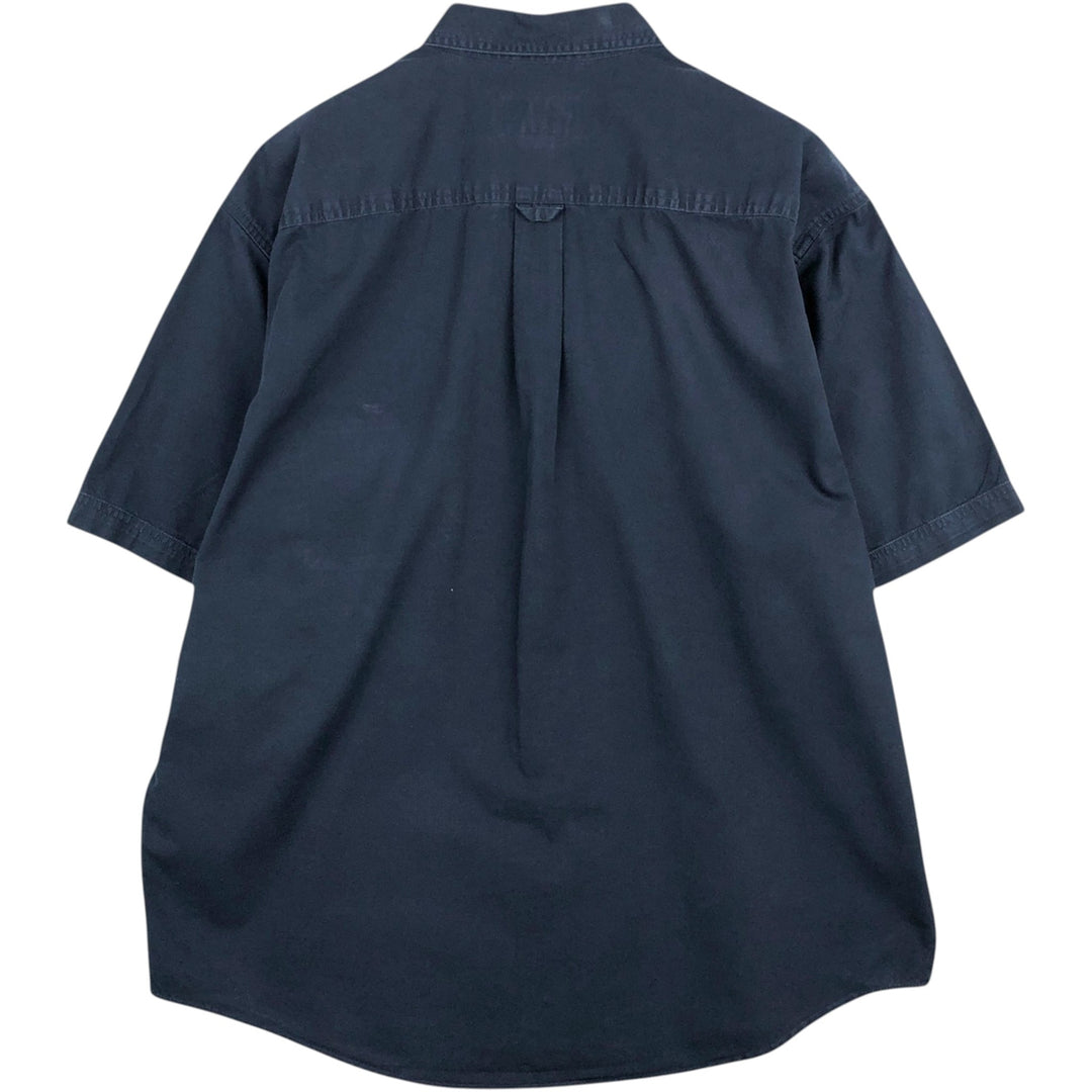 Eddie Bauer Short-Sleeve Button-Down Shirt, Men's Size L (approx.) cotton navy blue type Vintage Second Hand