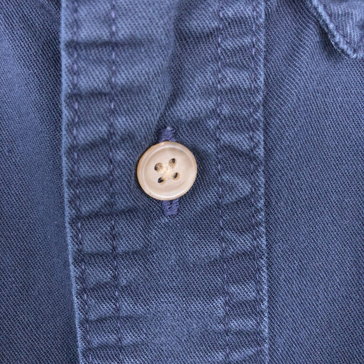Eddie Bauer Short-Sleeve Button-Down Shirt, Men's Size L (approx.) cotton navy blue type Vintage Second Hand
