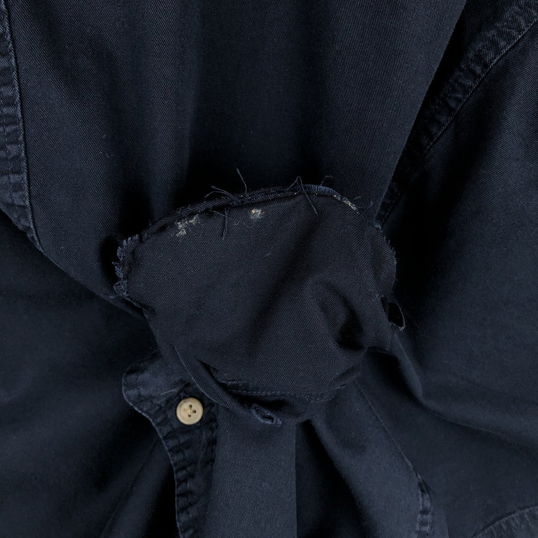 Eddie Bauer Short-Sleeve Button-Down Shirt, Men's Size L (approx.) cotton navy blue type Vintage Second Hand